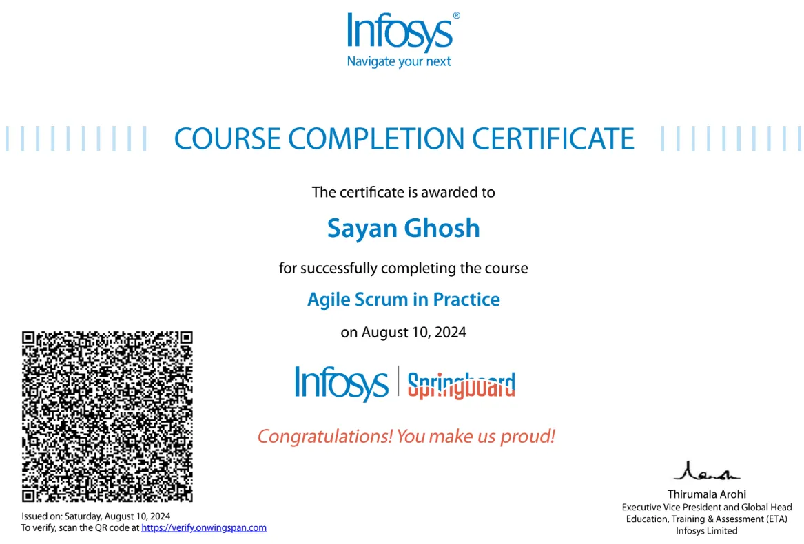 Agile Scrum in Practice by Infosys